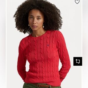 Like new! ✨ Ralph Lauren CABLE KNIT COTTON CREWNECK SWEATER - JUMPER - RED